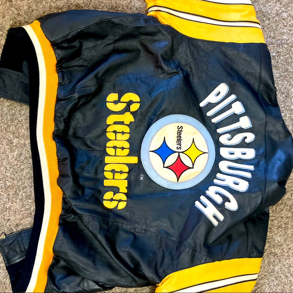 Vintage Steelers leather jacket size Large